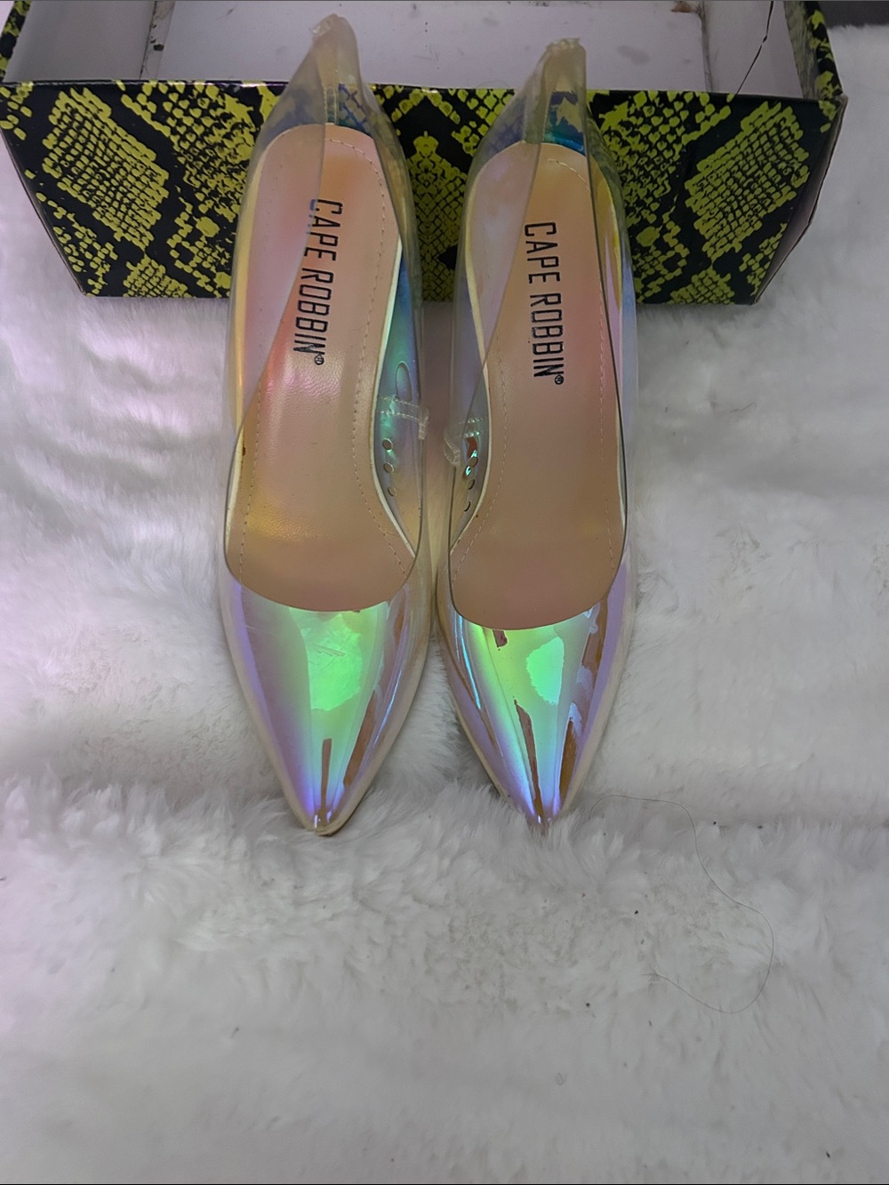 Cape Robbin Iridescent Pointed Toe Pumps in Holographic Sheen